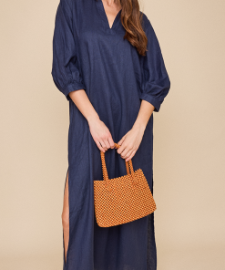 Bishop Sleeve Kaftanin Navy Linen