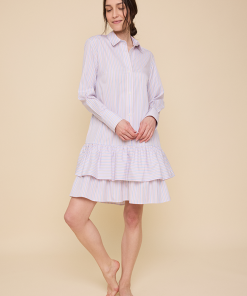 Double Ruffle Sleep Shirtin Spring Stripe