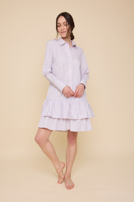 Double Ruffle Sleep Shirtin Spring Stripe