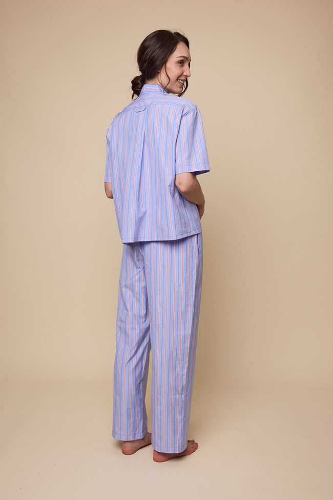 Short Sleeve Cropped Sleep Shirtin Newbury Stripe - Image 2