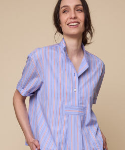 Short Sleeve Cropped Sleep Shirtin Newbury Stripe