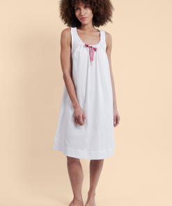 Sleeveless Nightiein White Royal Oxford