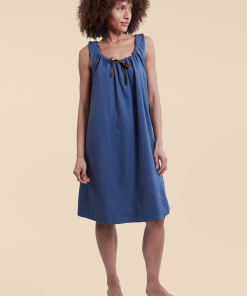 Sleeveless Nightiein Blue Brushed Cotton