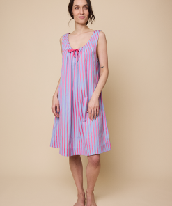 Sleeveless Nightiein Pink Ribbon Stripe