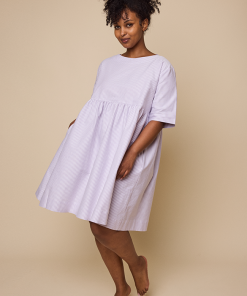 Smock Dressin Lavender Oxford Stripe