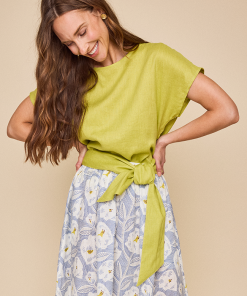 Woven T-Shirtin Chartreuse Linen